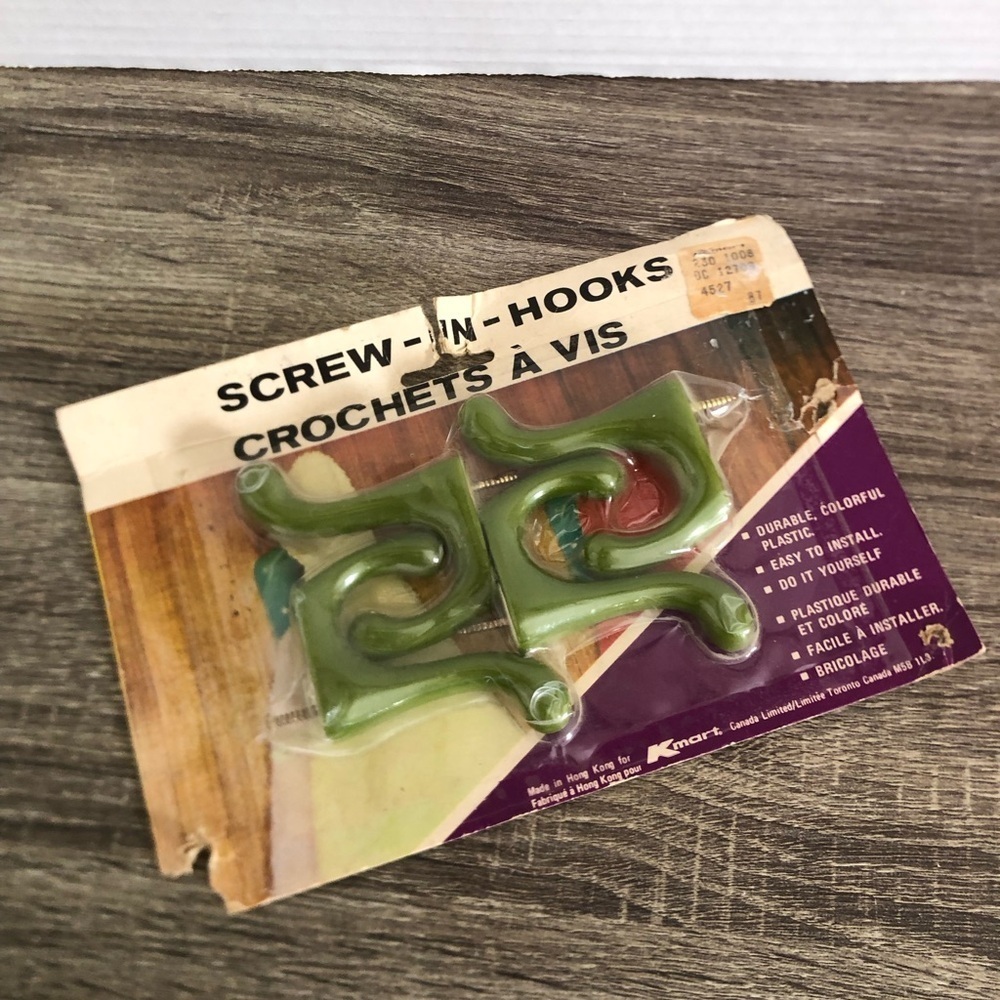 Vtg MCM Green Screw-In Hook Set